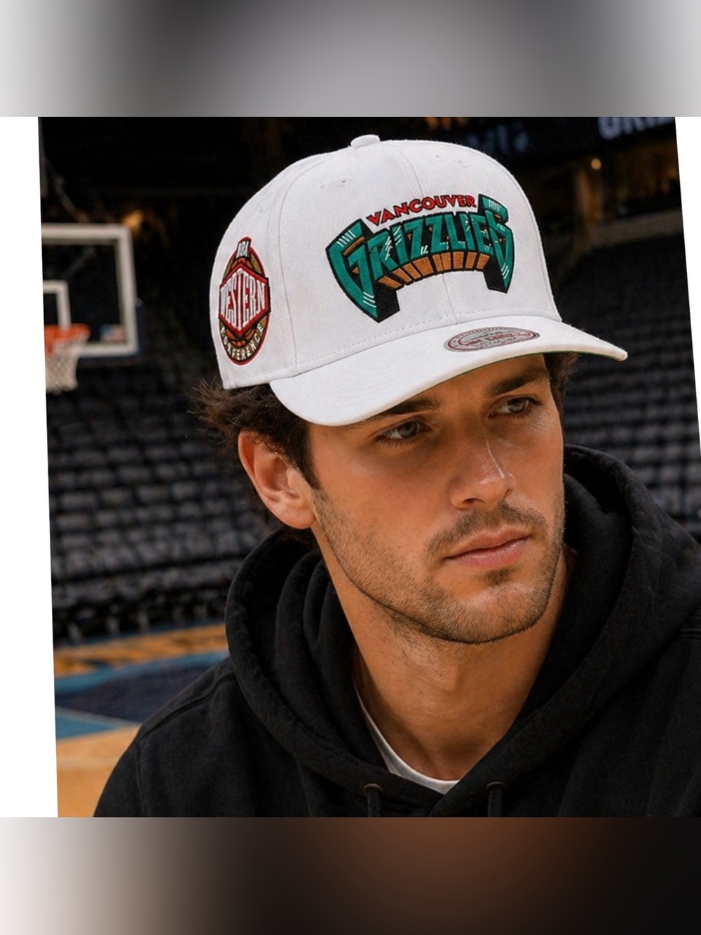 Vancouver Grizzlies Snapback Hat NBA Western Conference Pro Pinch HWC White